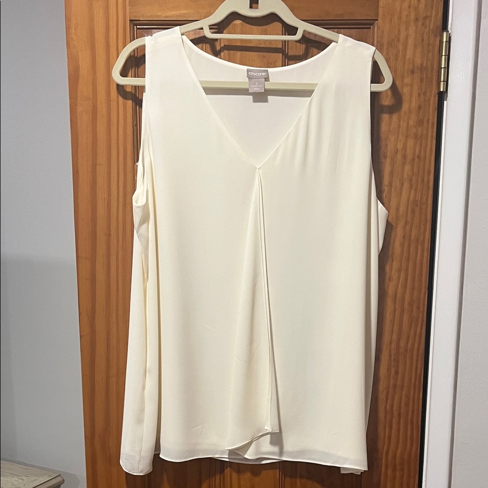 Chico's Ivory V-Neck Sleeveless Blouse